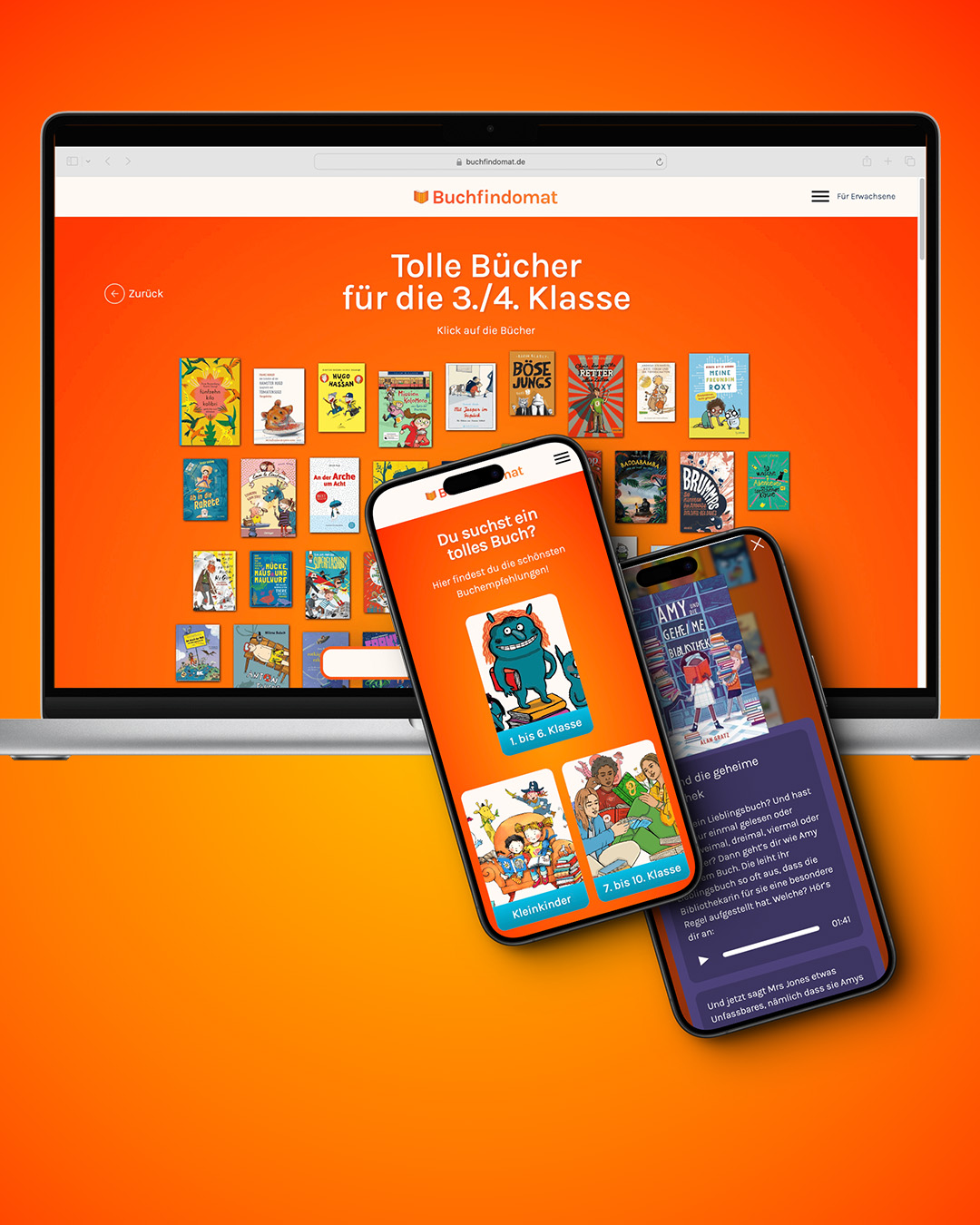 Für Sie und Ihre Schüler:innen: Unsere Buchempfehlungs-Webseite: Buchfindomat.de